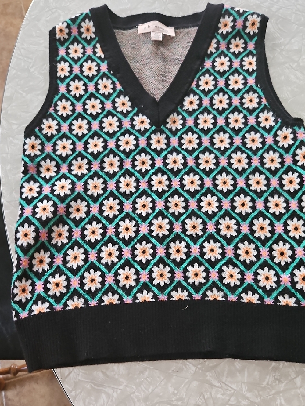 Philosophy Multicolor Knit Top with Black Trim